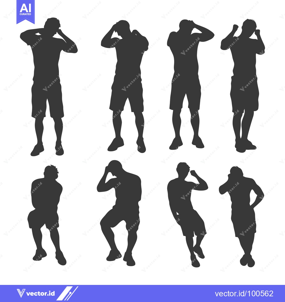 Premium Vector of Silhouettes of Eight Men in Various Poses