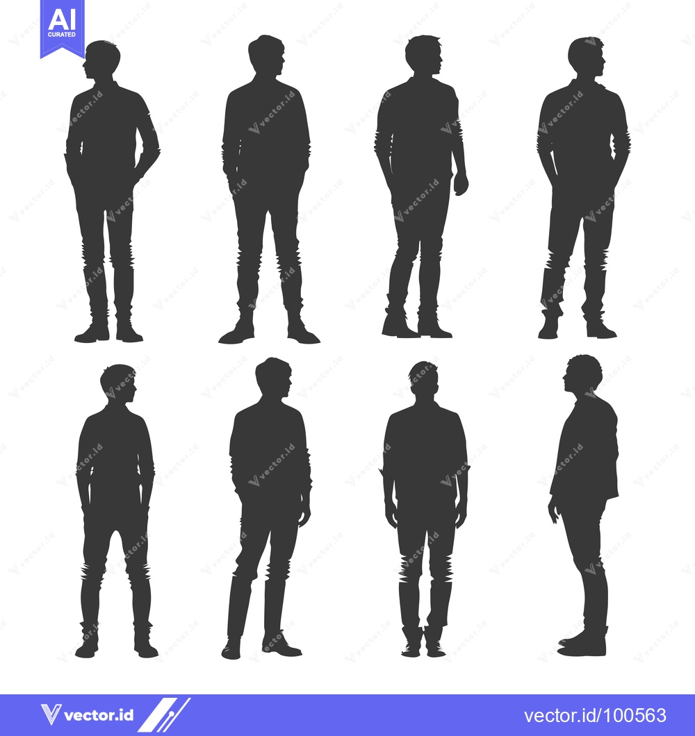 Premium Vector of Silhouettes of Eight Men in Various Poses