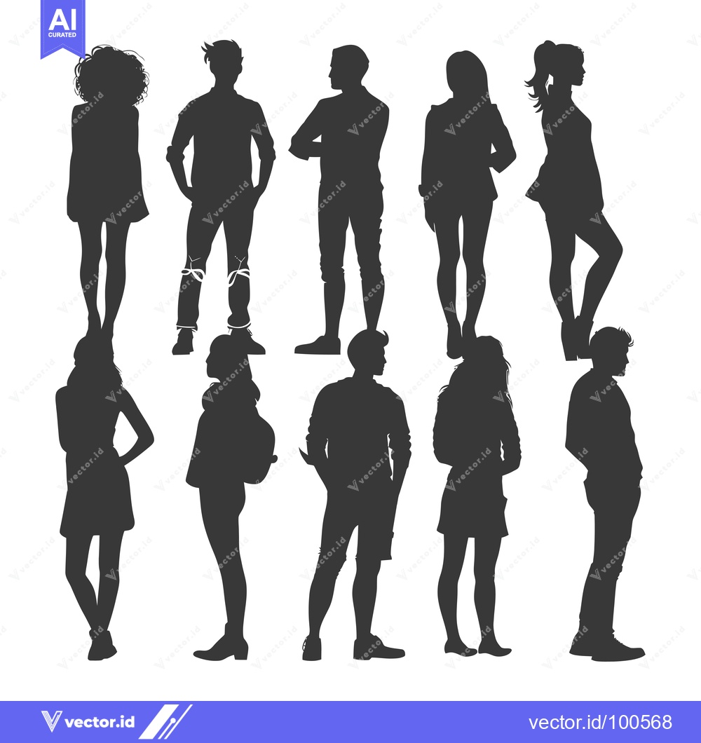 Premium Vector dari Silhouettes of Eight People Standing in Different Poses