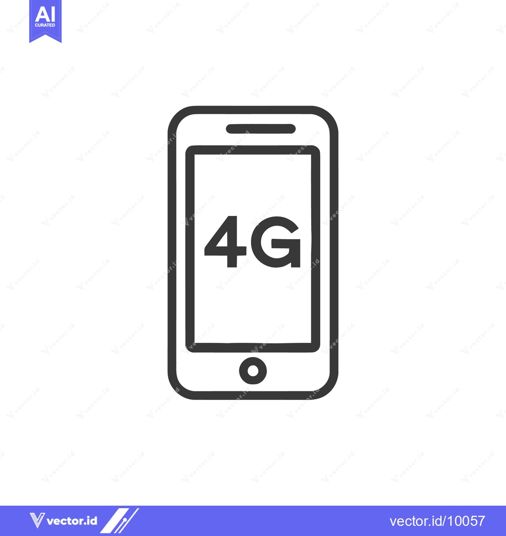 Premium Vector dari Simple Line Art Icon of a Smartphone Displaying 4G Network