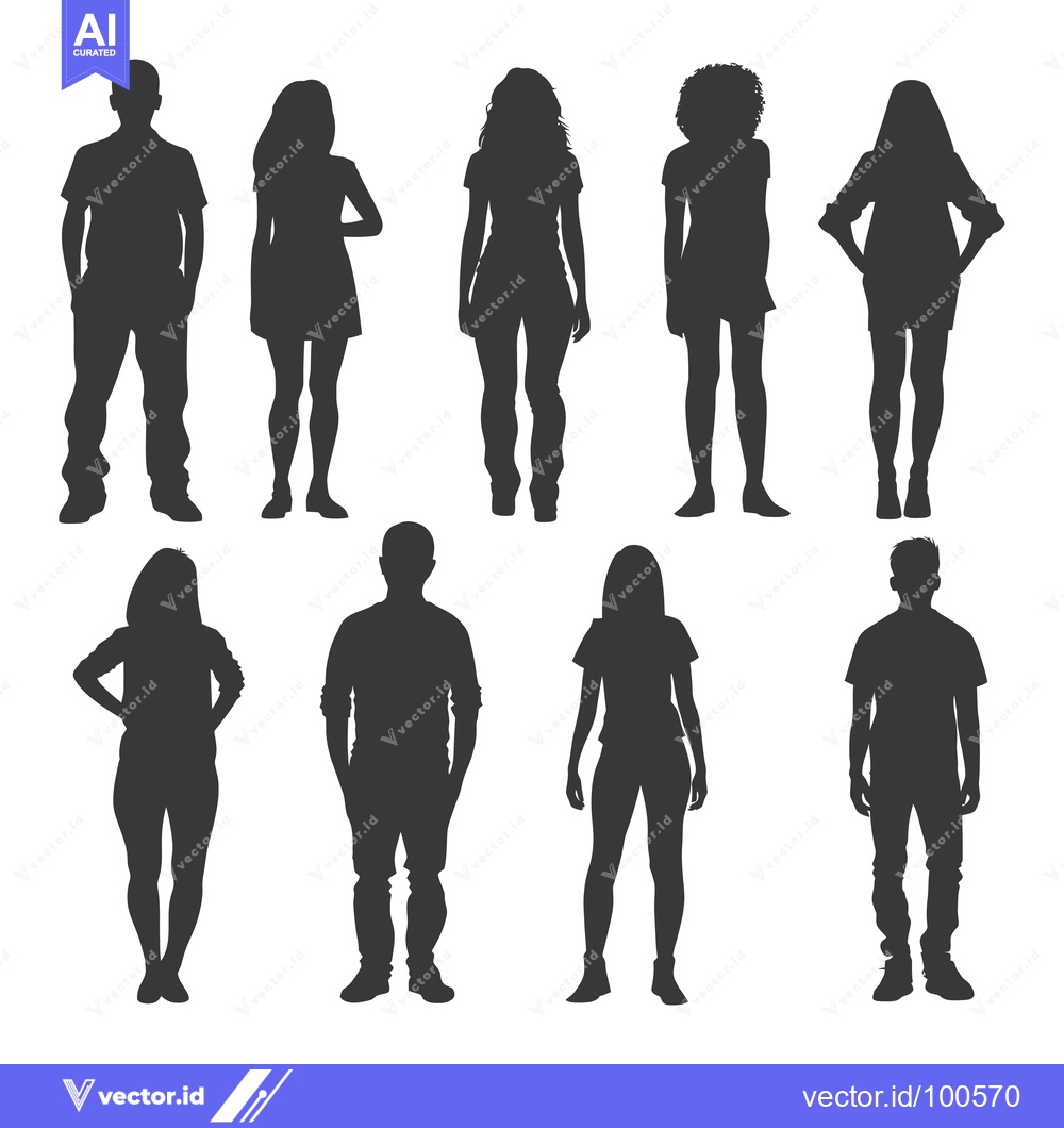 Premium Vector dari Silhouettes of eight people standing in various poses
