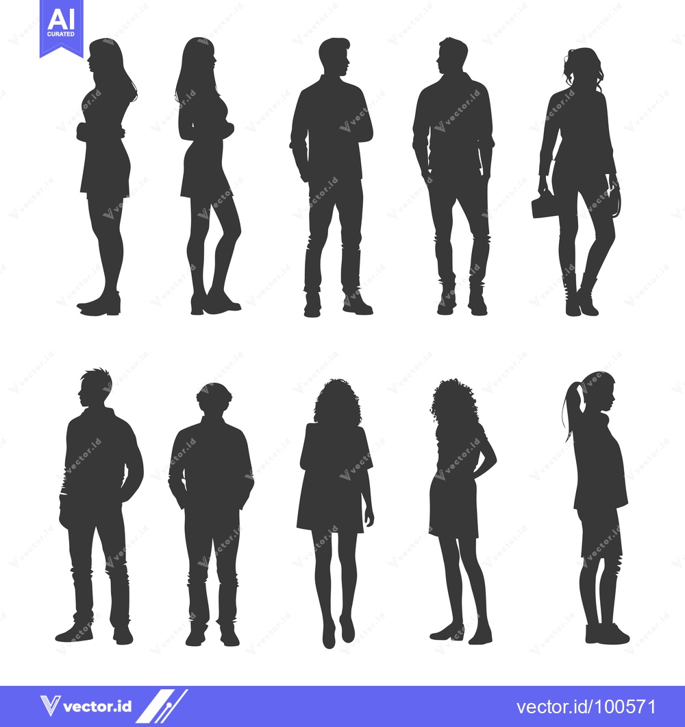 Premium Vector dari Silhouettes of eight people standing in various poses