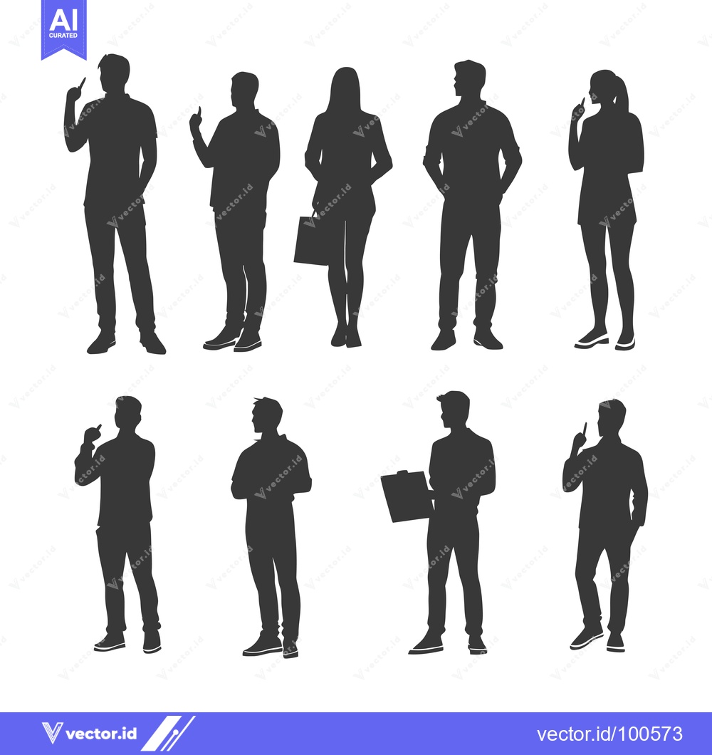 Premium Vector of Silhouettes of Eight People Standing with Various Poses