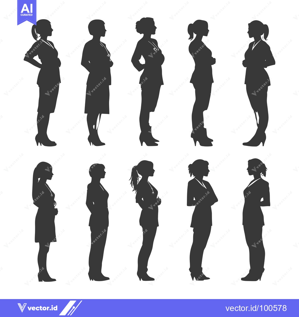 Premium Vector of Silhouettes of Eight Women in Professional Attire