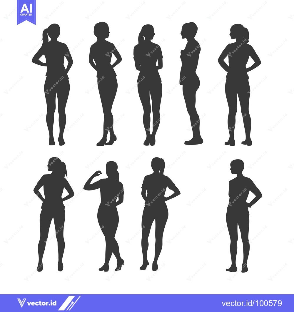 Premium Vector dari Silhouettes of Eight Women in Various Poses