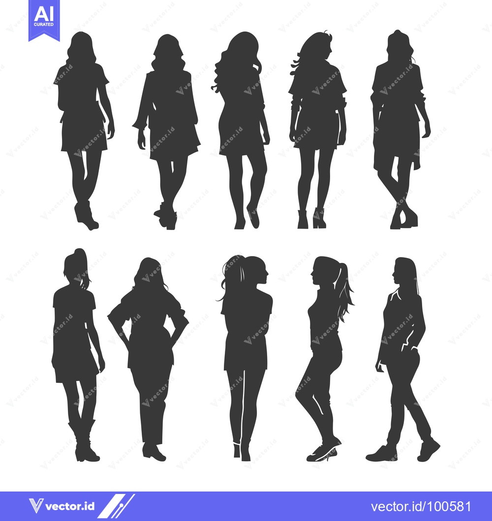 Premium Vector of Silhouettes of Eight Women in Various Poses