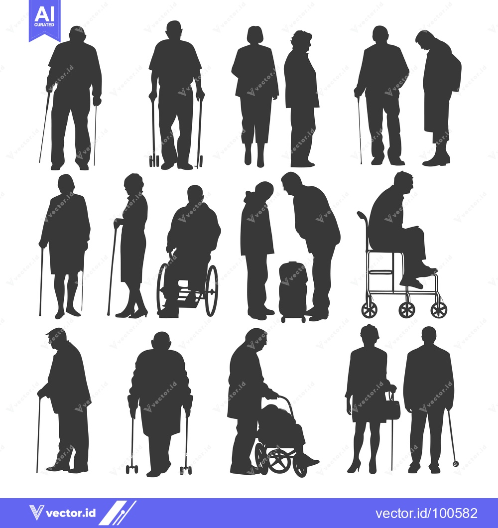 Premium Vector dari Silhouettes of Elderly People Using Mobility Aids