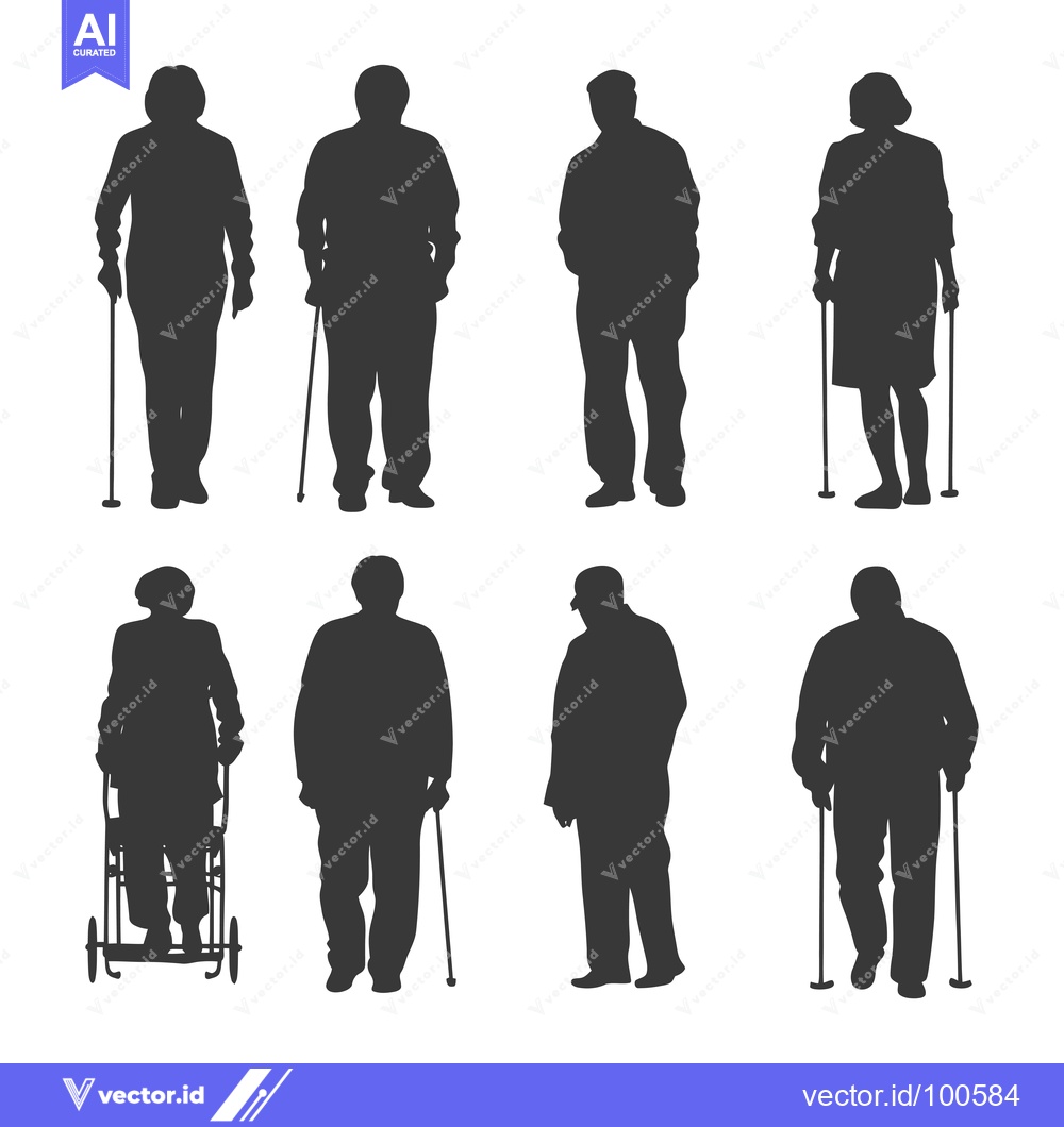 Premium Vector dari Silhouettes of Elderly People Using Mobility Aids