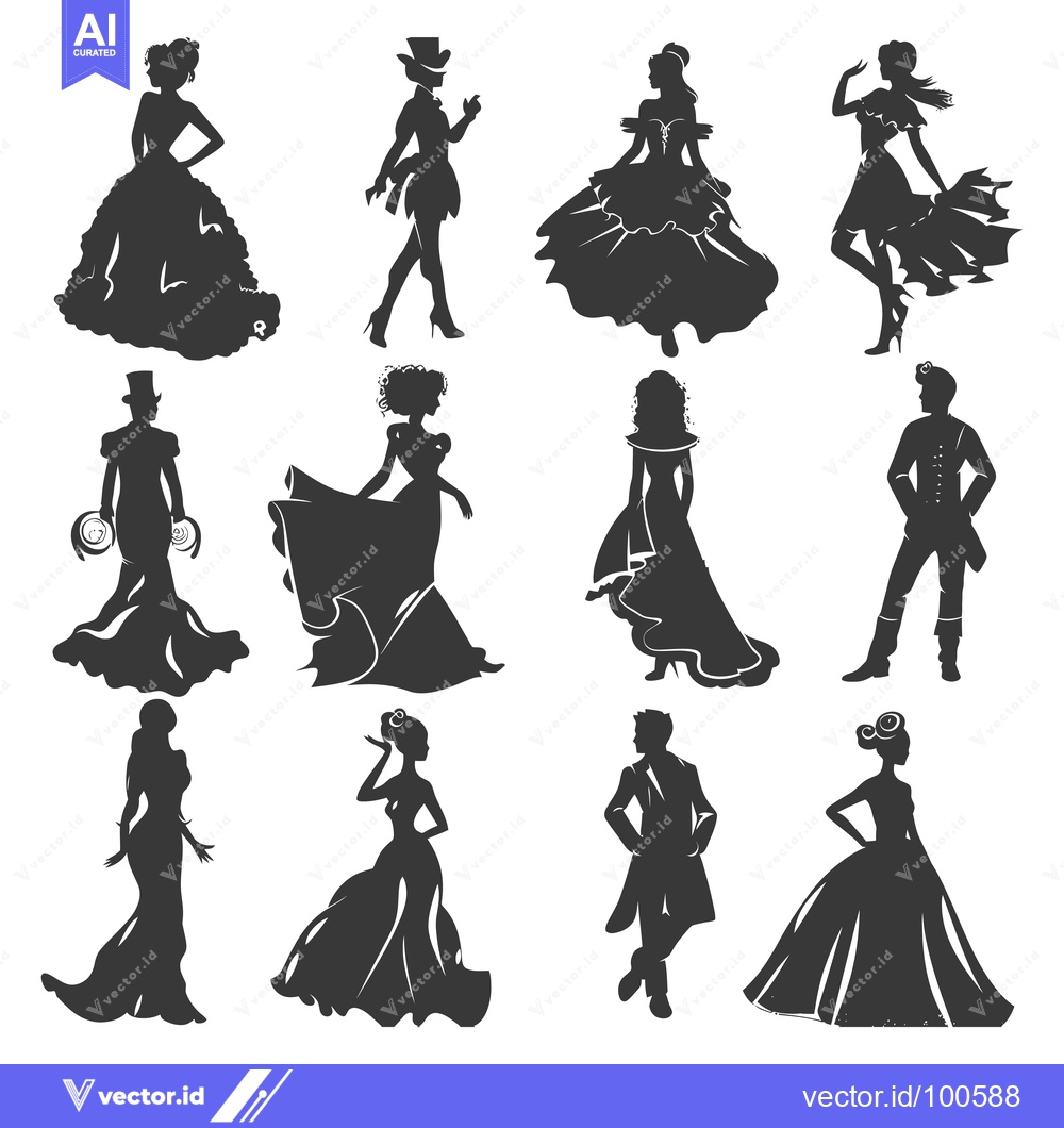 Premium Vector of Silhouettes of Elegant Couples in Formal Attire