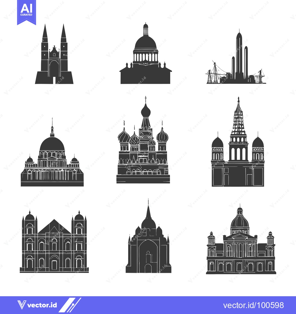 Premium Vector dari Silhouettes of Famous Buildings Around the World