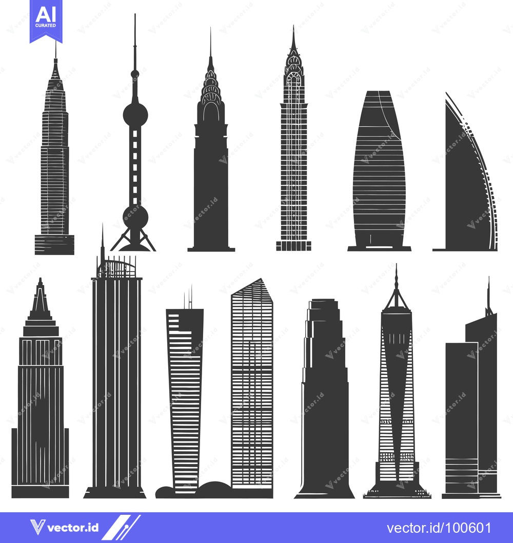 Premium Vector of Silhouettes of Famous Skyscrapers Around the World