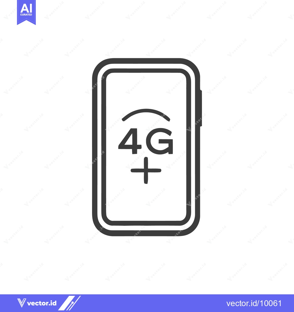 Premium Vector dari Minimalist 4G+ Mobile Phone Icon, Clean Line Art Design