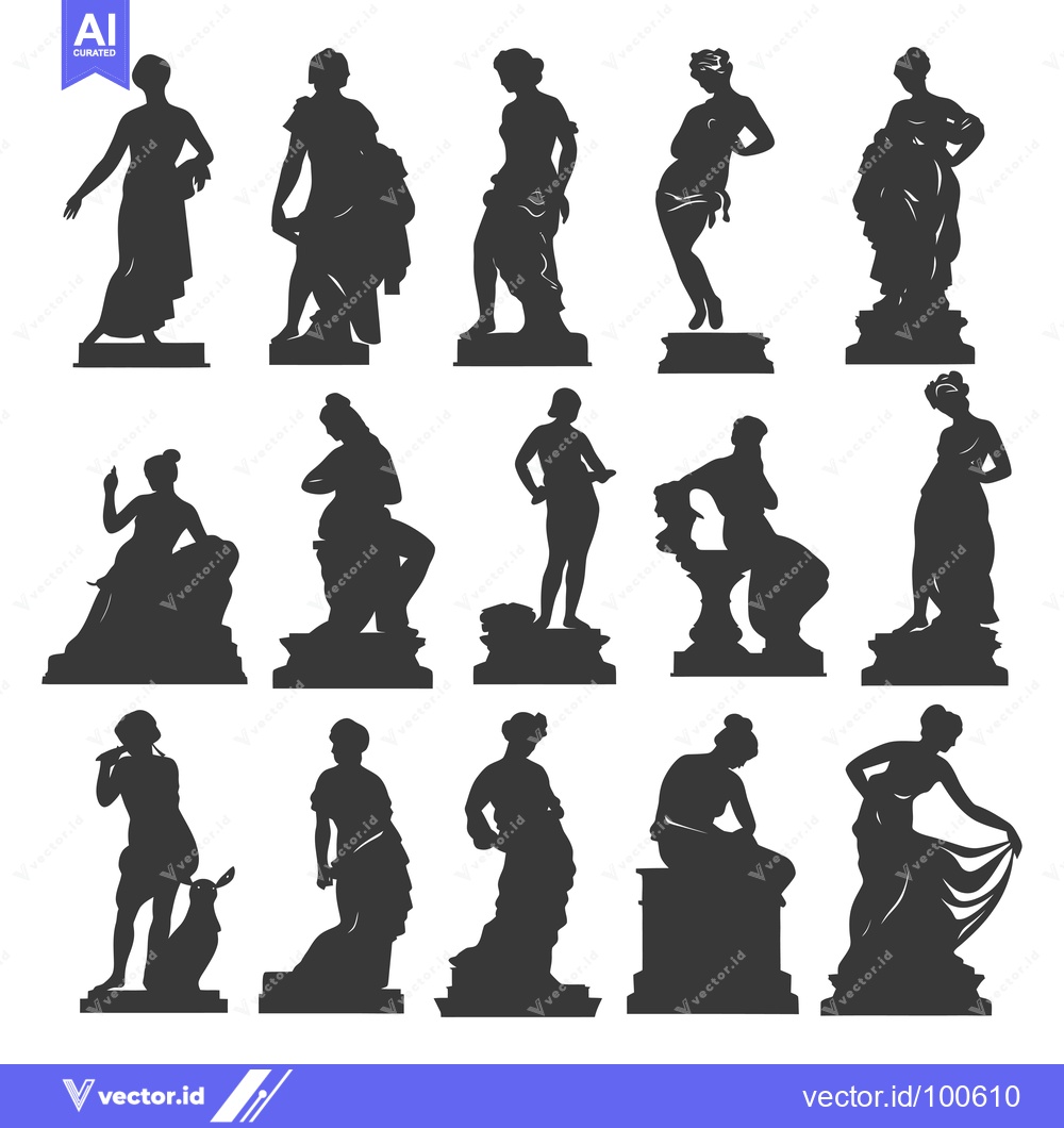 Premium Vector of Silhouettes of Female Statues in Various Poses
