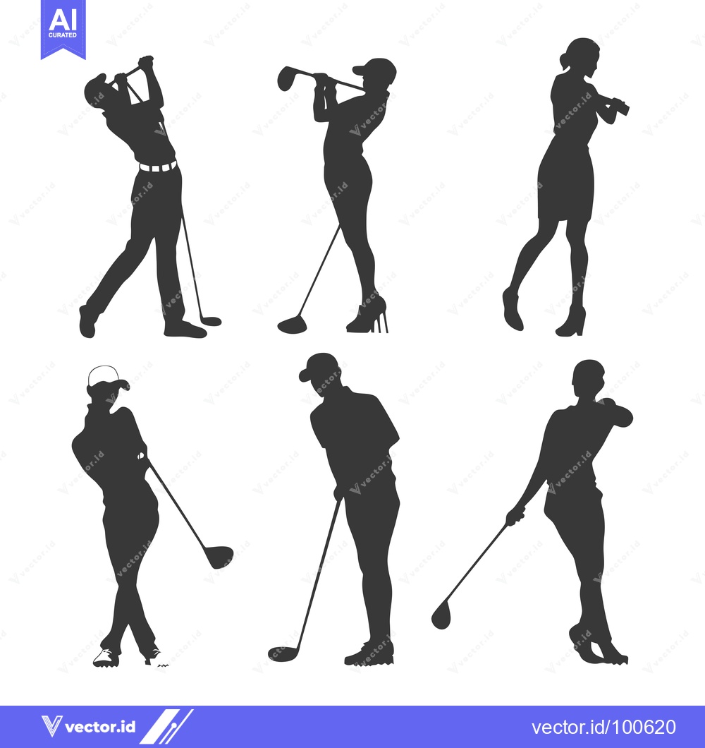 Premium Vector dari Silhouettes of Golfers in Various Poses