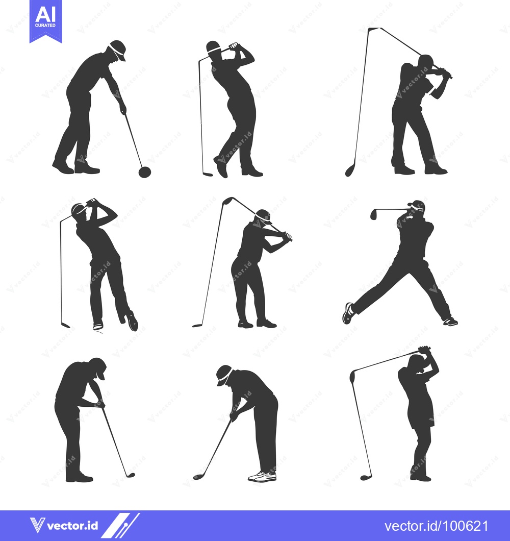 Premium Vector of Silhouettes of Golfers in Various Swing Positions