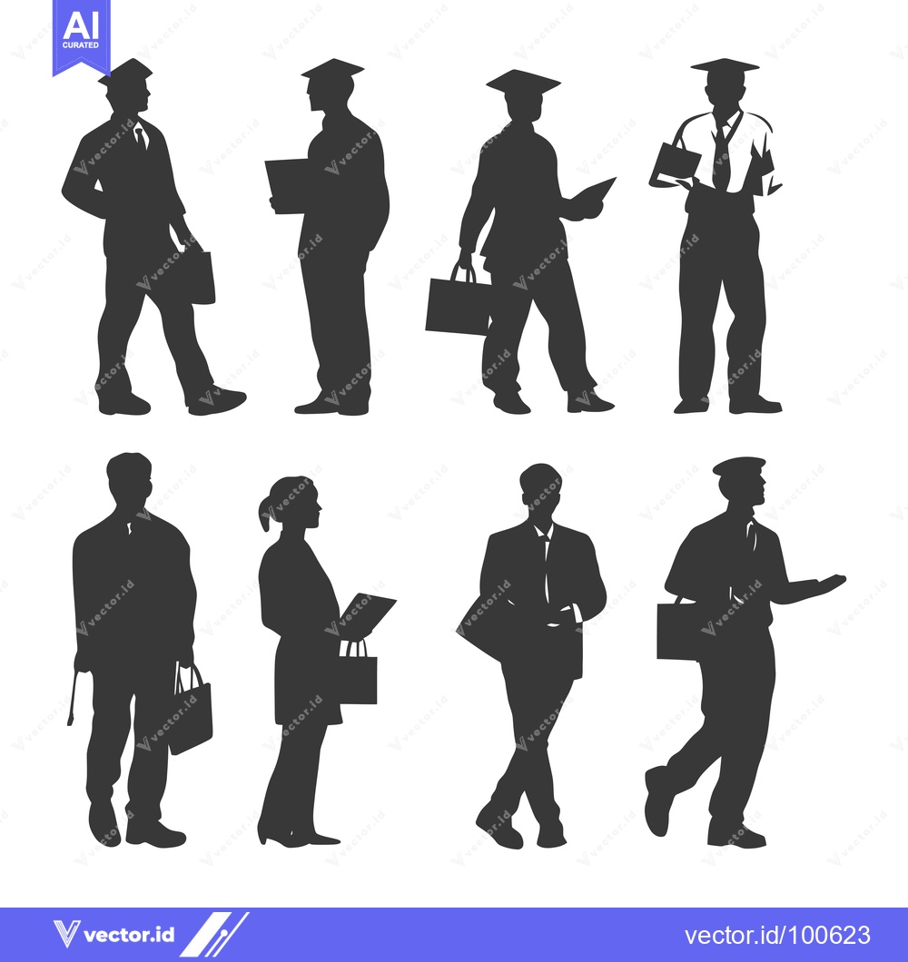 Premium Vector of Silhouettes of Graduates Walking with Briefcases and Diplomas