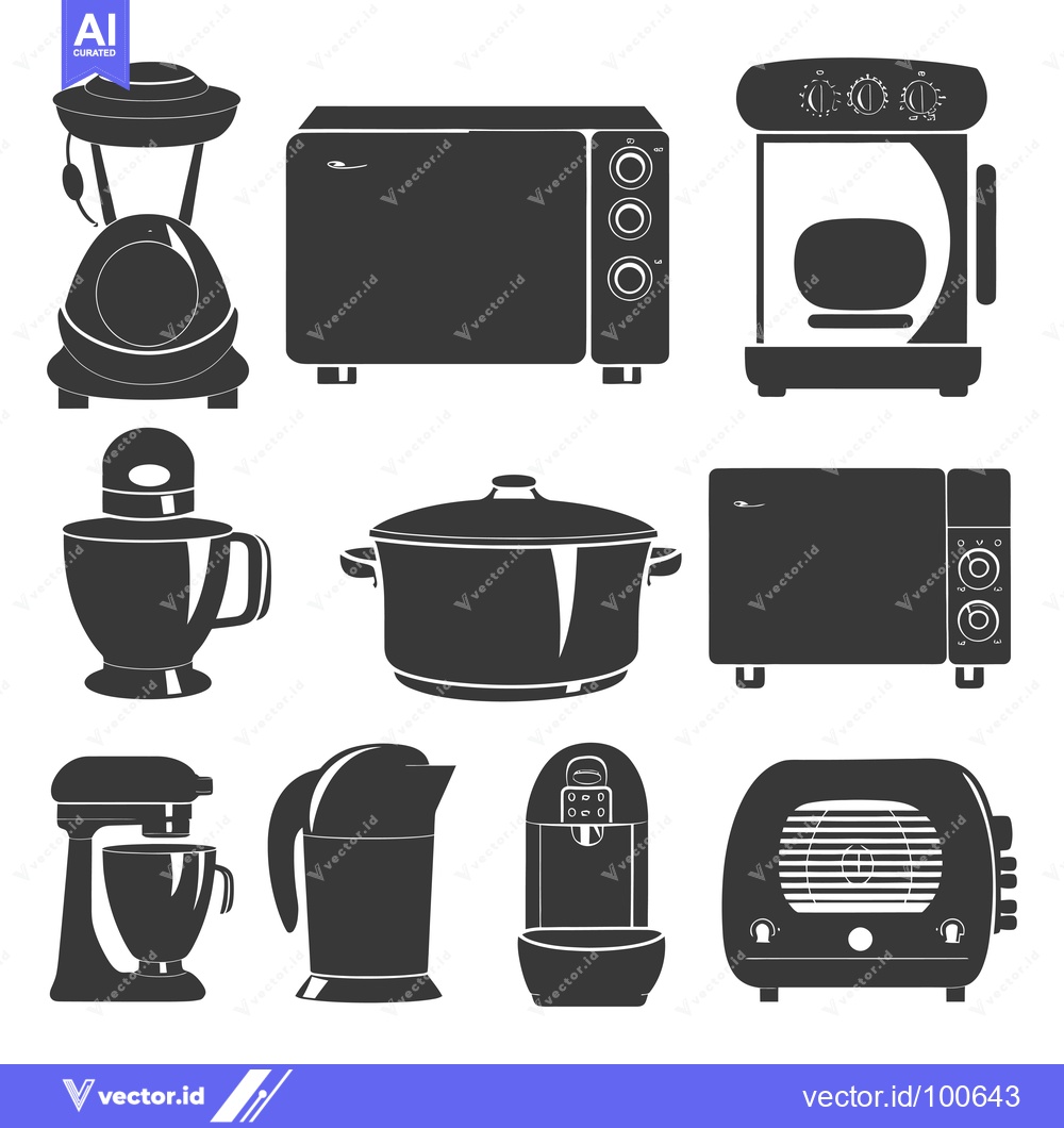 Premium Vector of Silhouettes of Kitchen Appliances