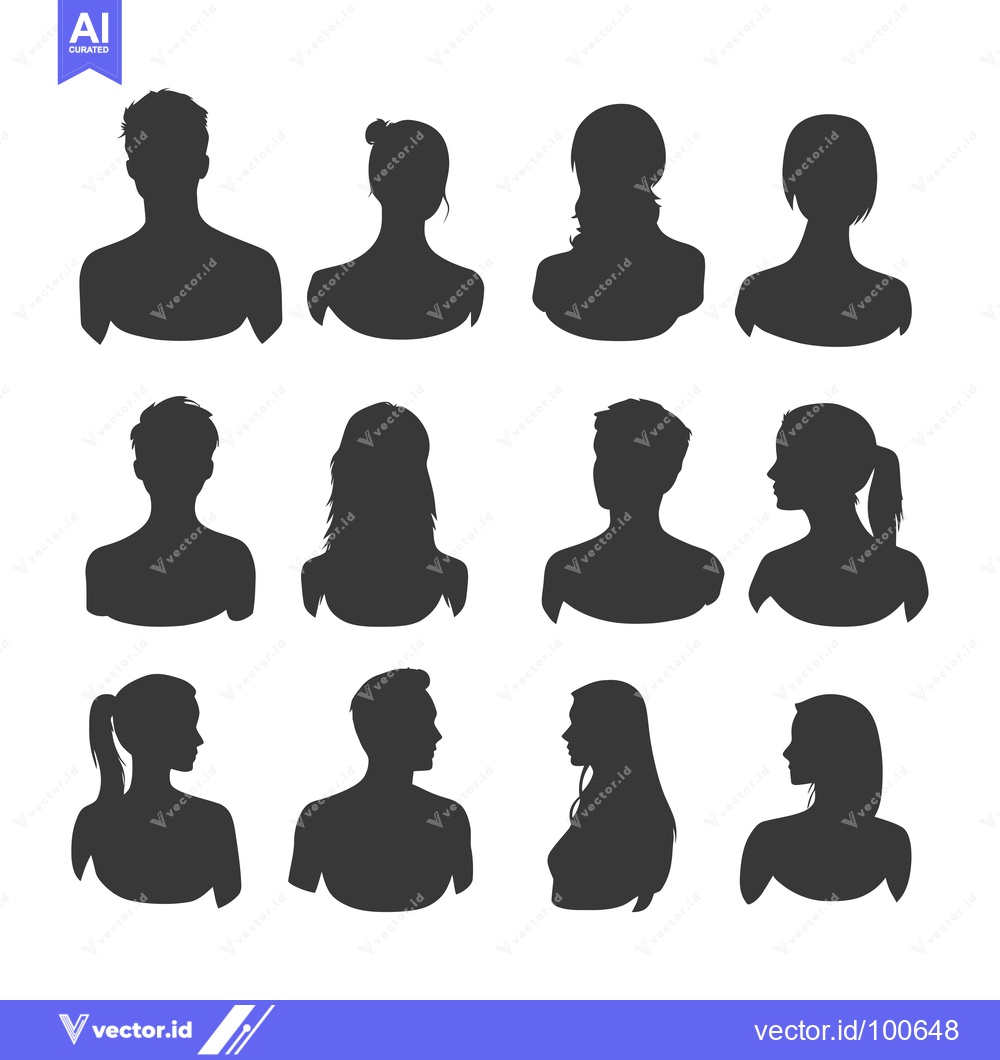 Premium Vector of Silhouettes of Male and Female Heads and Shoulders