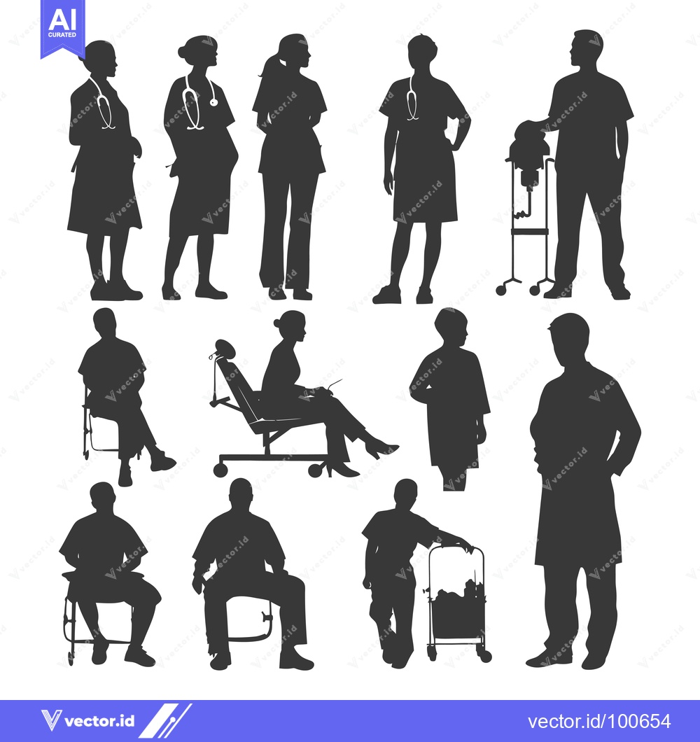 Premium Vector of Silhouettes of Medical Professionals in Various Poses