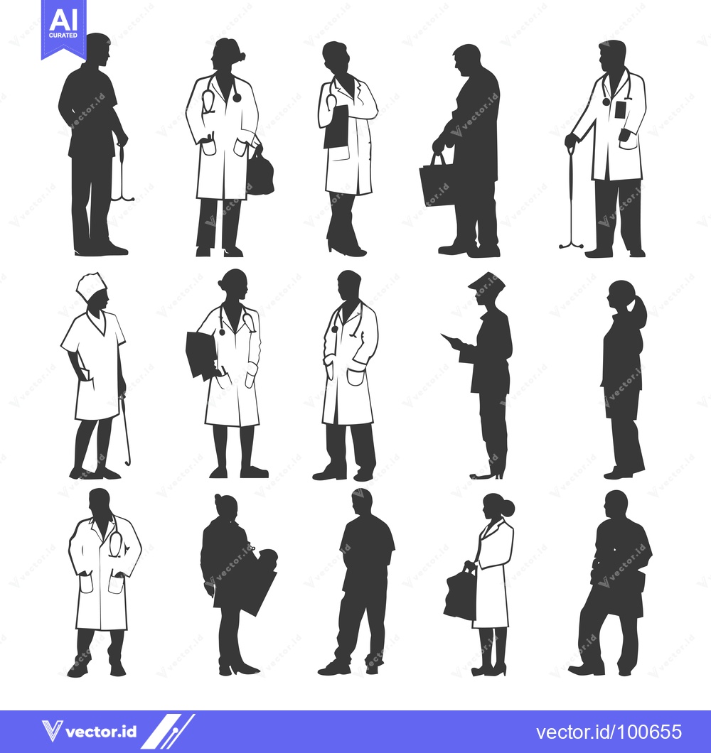 Premium Vector of Silhouettes of Medical Professionals in Various Poses