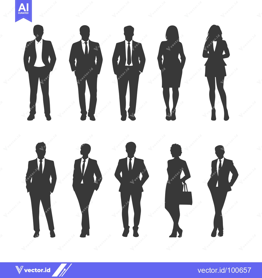 Premium Vector dari Silhouettes of Men and Women in Business Attire