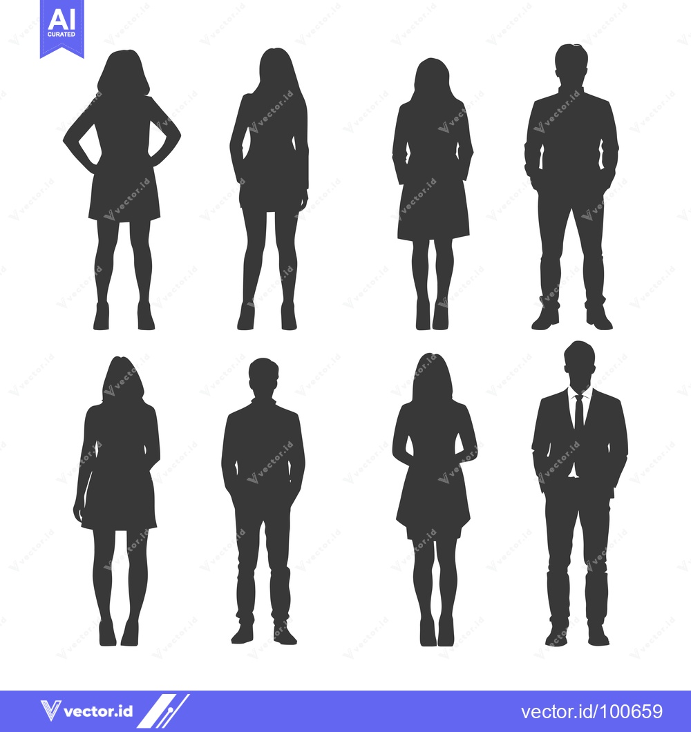 Premium Vector of Silhouettes of Men and Women in Formal Attire