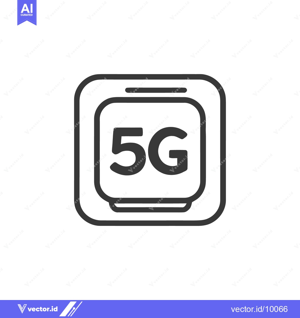 Premium Vector of Minimalist 5G Network Icon: Modern Squared Design, Clean Lines, Gray S