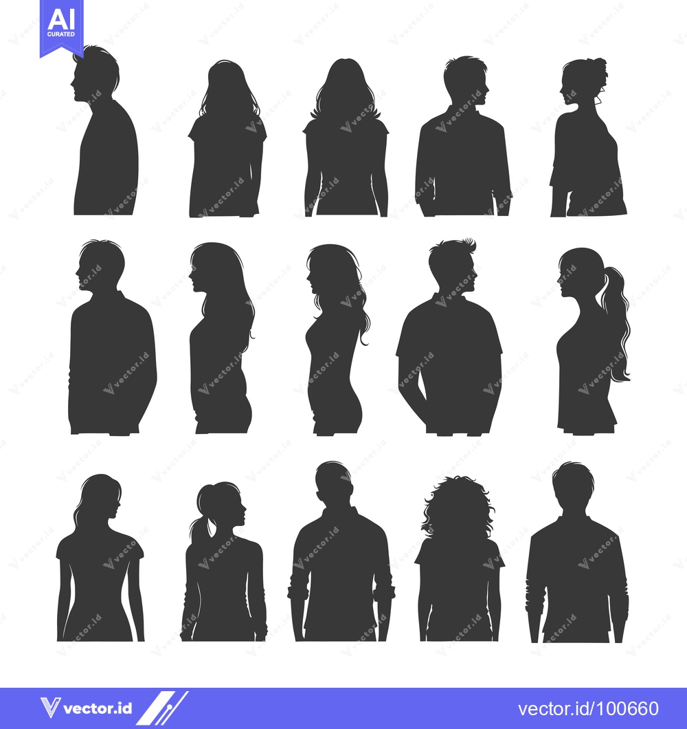 Premium Vector of Silhouettes of Men and Women in Profile View