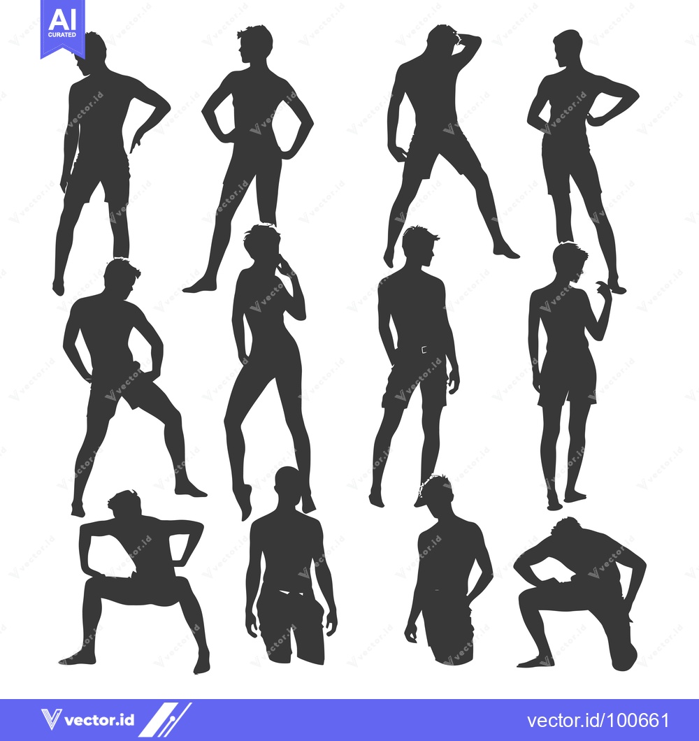 Premium Vector of Silhouettes of Men and Women in Shorts