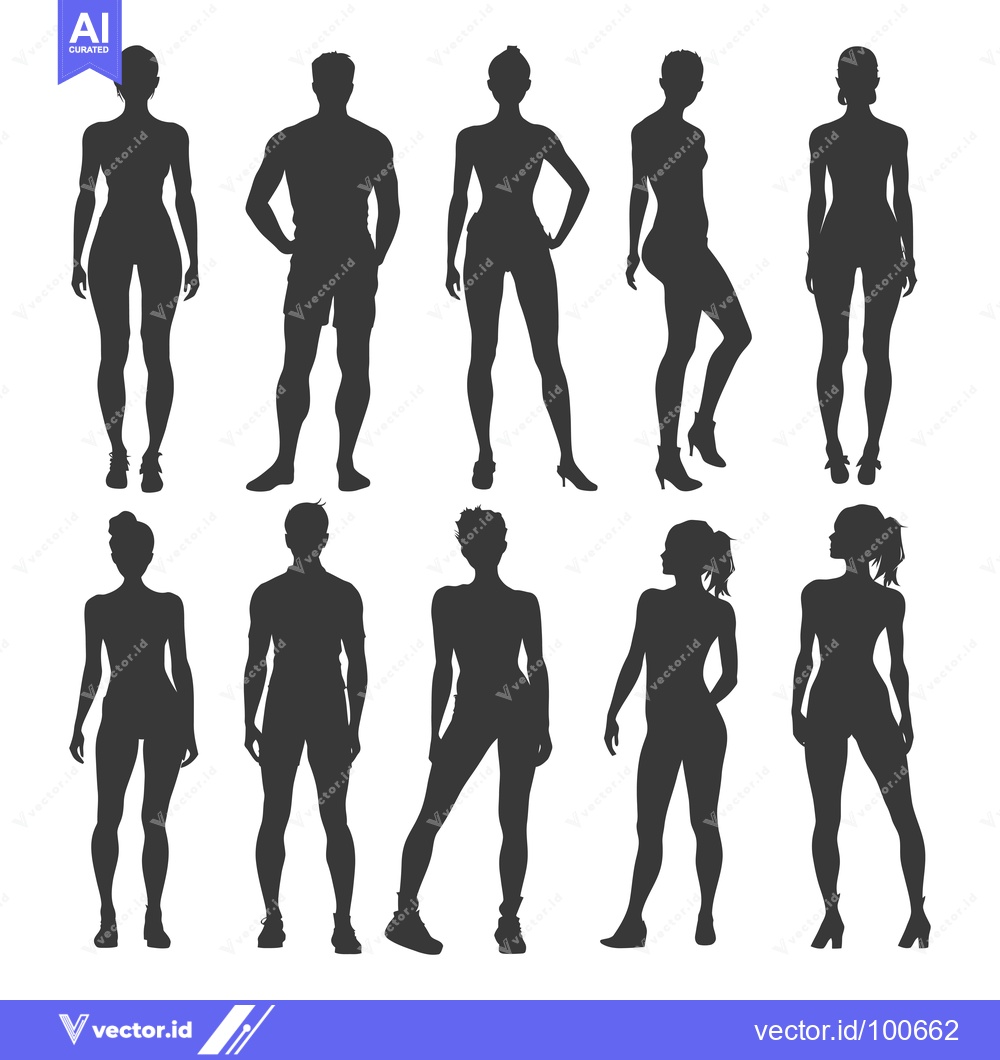Premium Vector dari Silhouettes of Men and Women in Various Poses