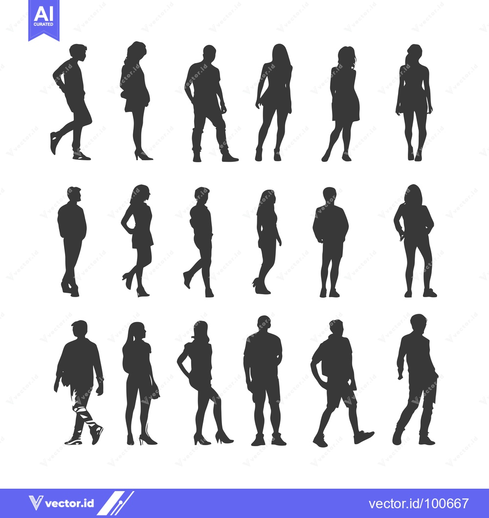 Premium Vector of Silhouettes of Men and Women Standing in Casual Poses