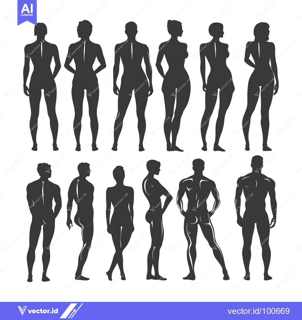 Premium Vector of Silhouettes of Men and Women Standing in Various Poses