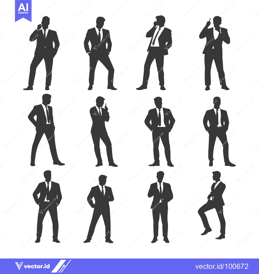 Premium Vector dari Silhouettes of Men in Suits in Various Poses