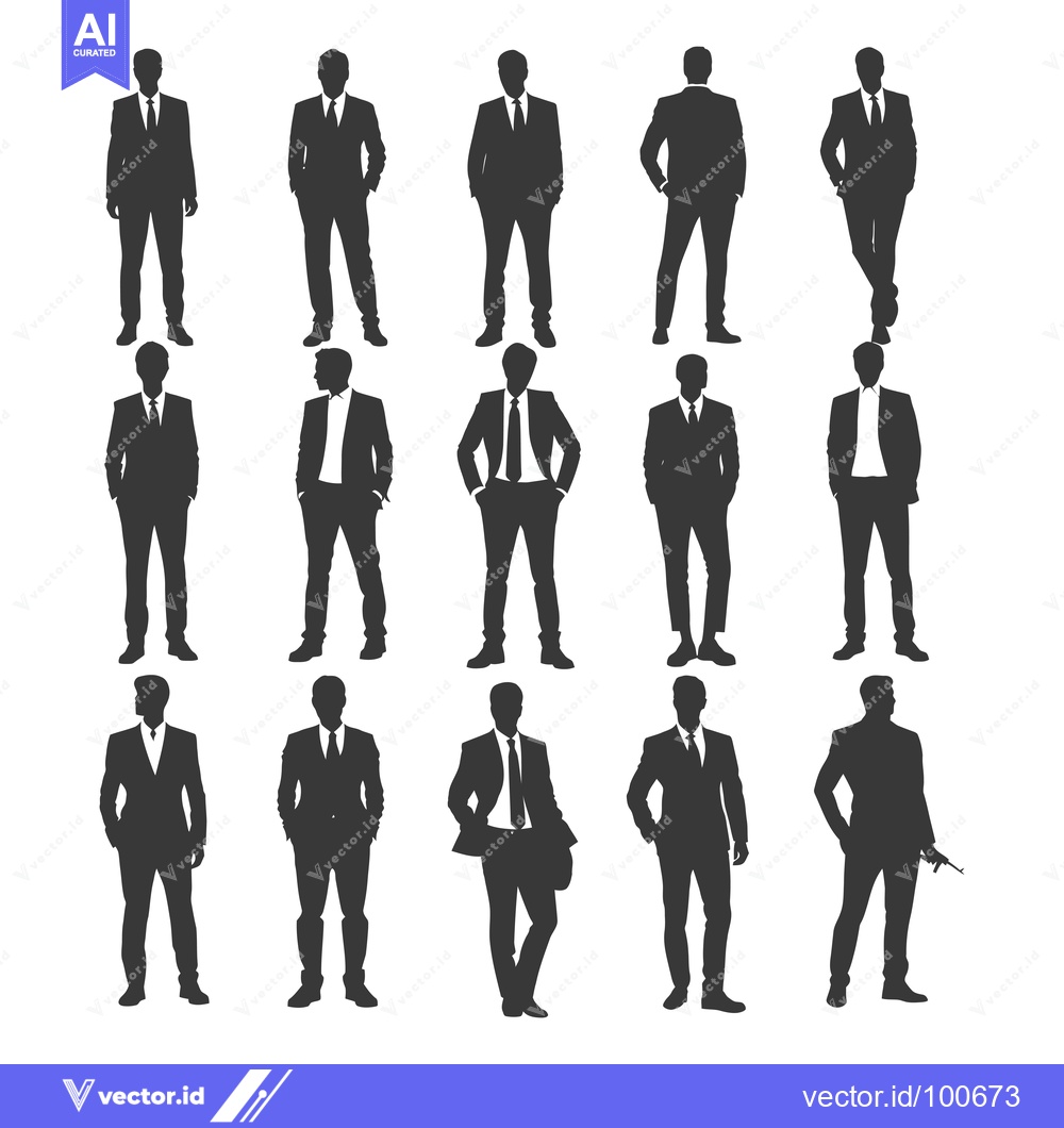 Premium Vector dari Silhouettes of Men in Suits Standing in Various Poses