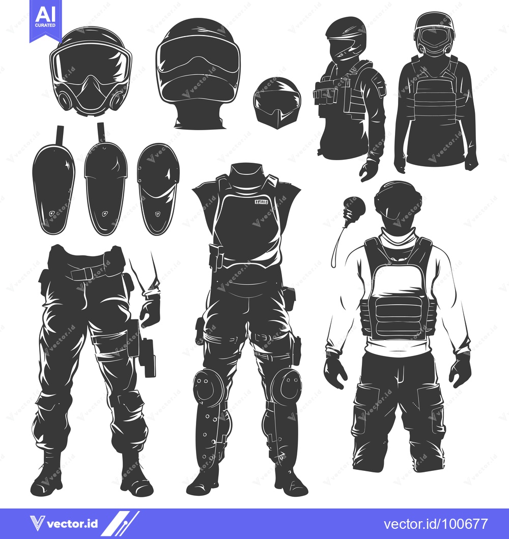 Premium Vector dari Silhouettes of Military Personnel and Gear