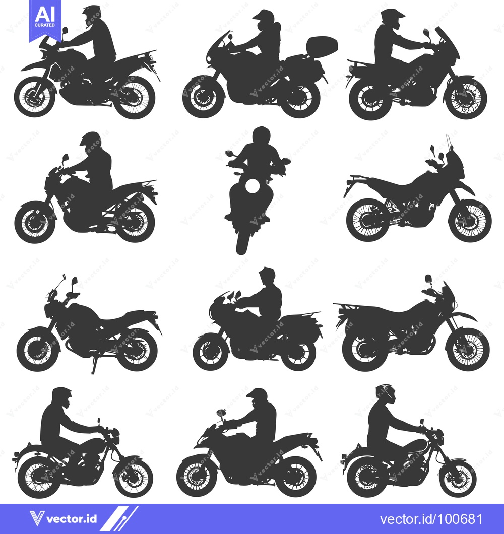 Premium Vector dari Silhouettes of Motorcyclists Riding Various Motorcycles