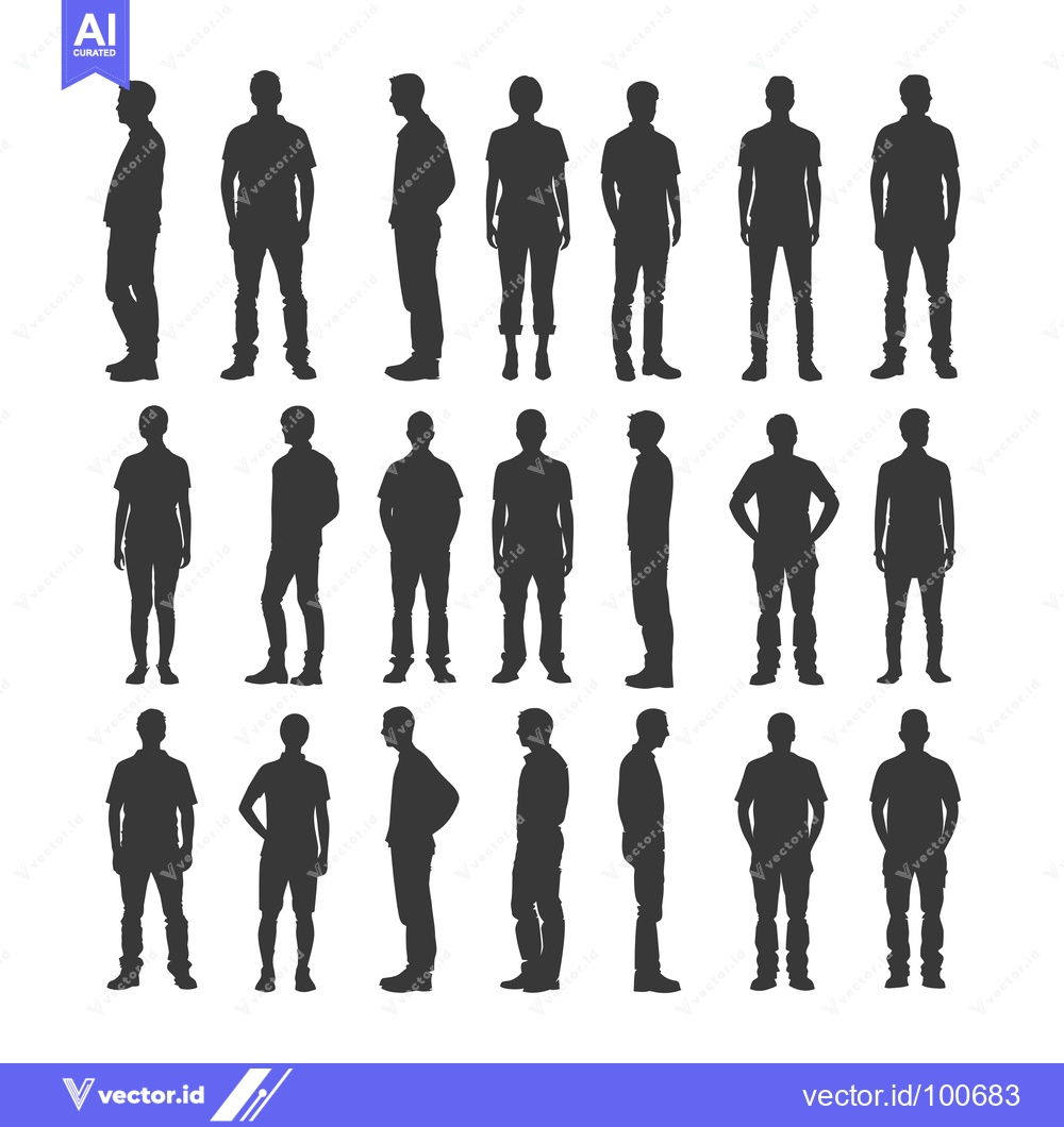 Premium Vector dari Silhouettes of Multiple Men Standing in Various Poses