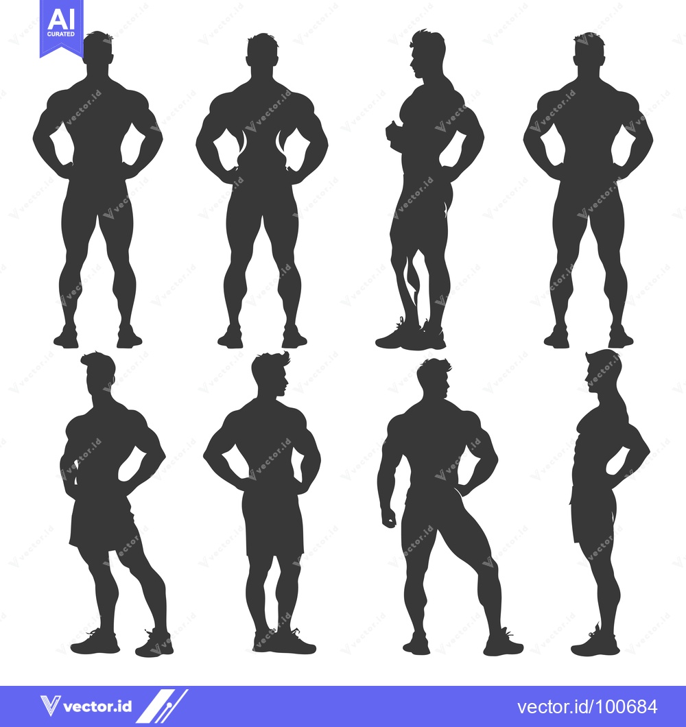 Premium Vector of Silhouettes of Muscular Men in Various Poses