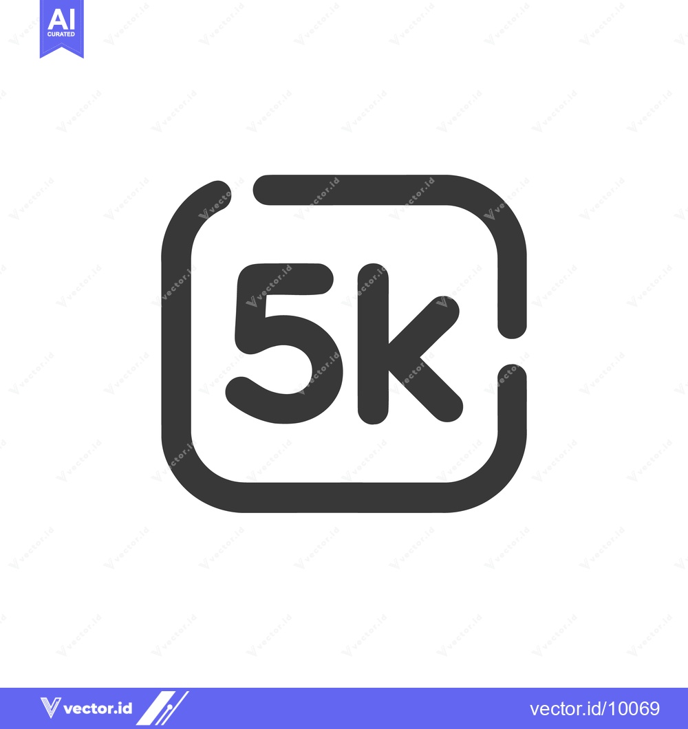 Premium Vector dari Bold 5k Followers Icon: Rounded Square Frame, Modern Minimalist Social