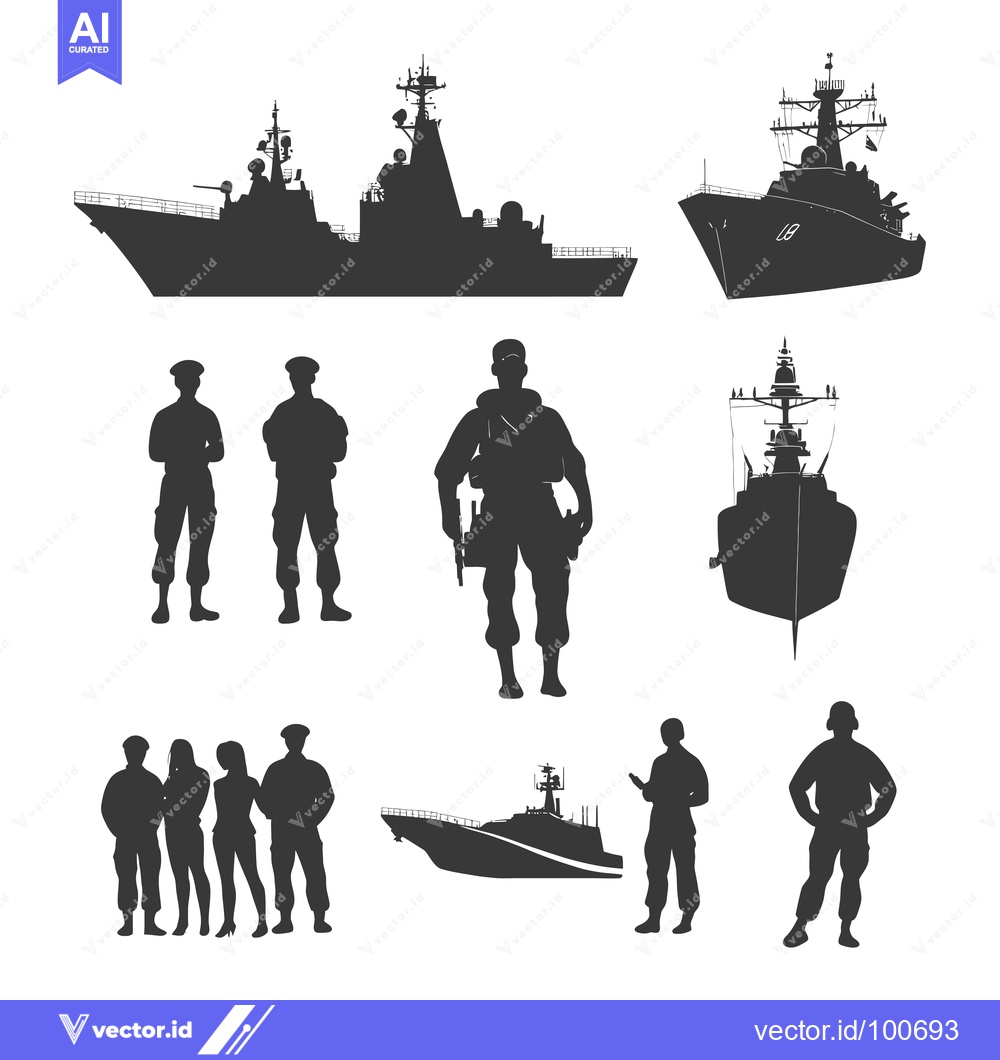 Premium Vector dari Silhouettes of Navy Ships and Personnel