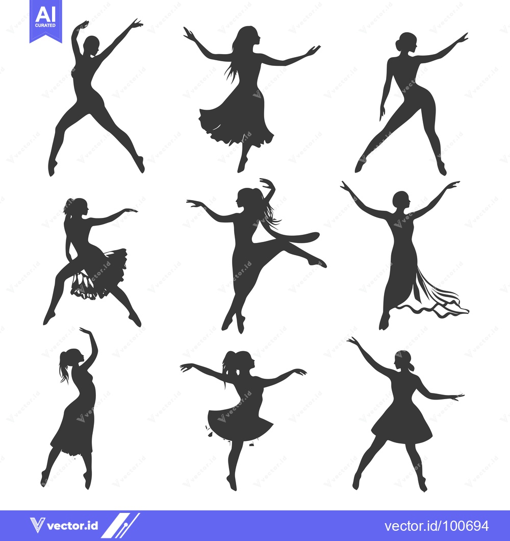 Premium Vector of Silhouettes of Nine Ballerinas in Various Dance Poses