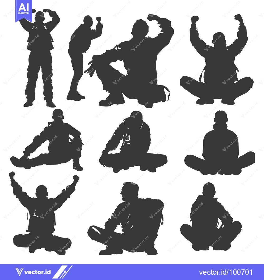 Premium Vector of Silhouettes of Nine Men in Various Poses