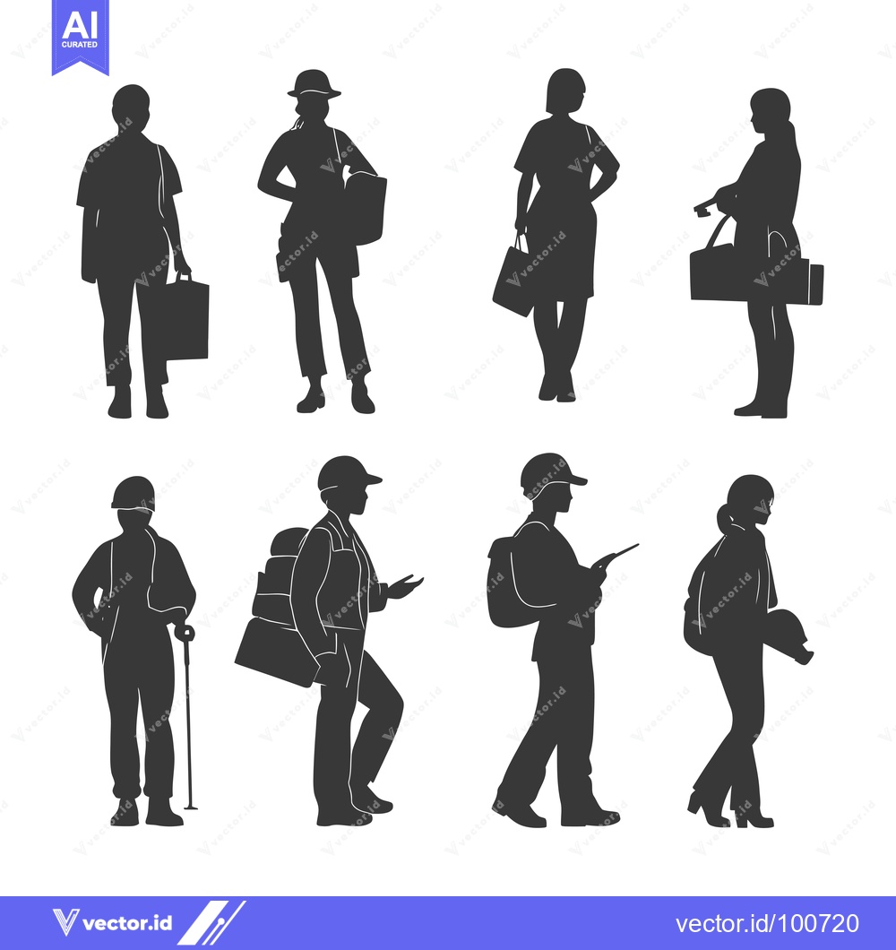 Premium Vector of Silhouettes of People Carrying Various Items