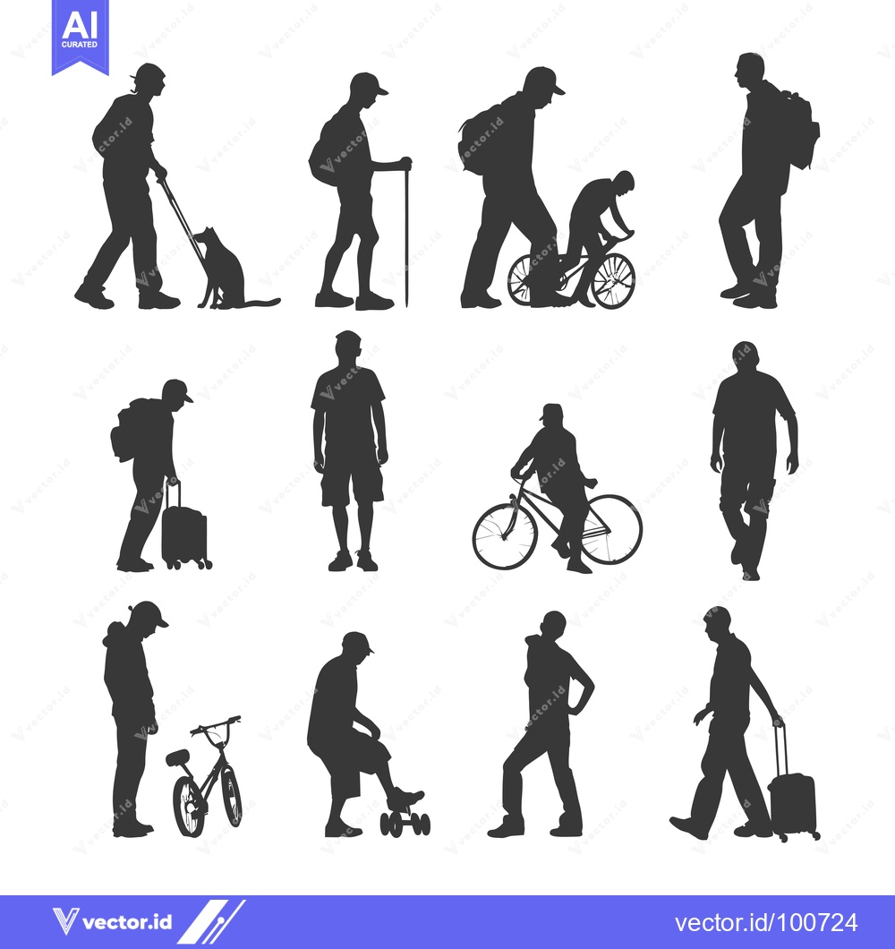 Premium Vector of Silhouettes of People Engaged in Various Activities