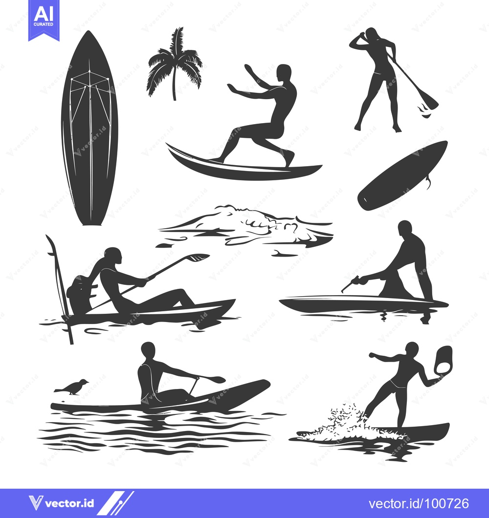 Premium Vector of Silhouettes of People Enjoying Various Water Sports Activities