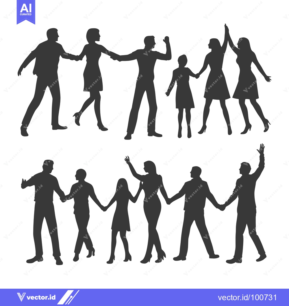 Premium Vector of Silhouettes of people holding hands and high-fiving