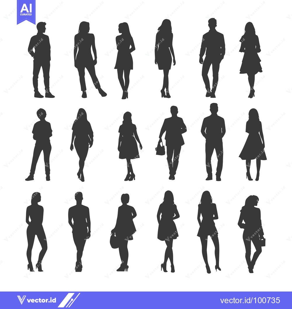 Premium Vector dari Silhouettes of People in Different Poses and Attire
