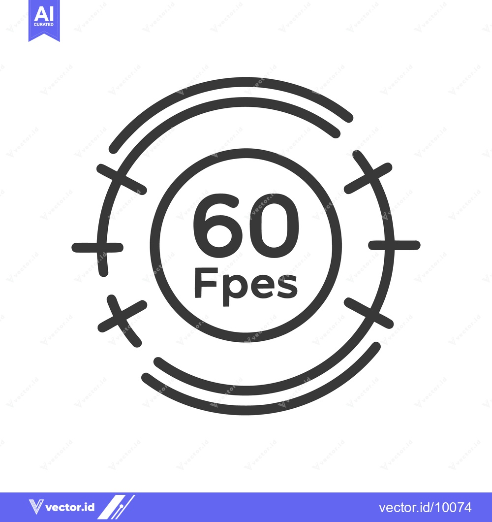 Premium Vector dari 60 FPS Icon: Frames Per Second Symbol with Target Design