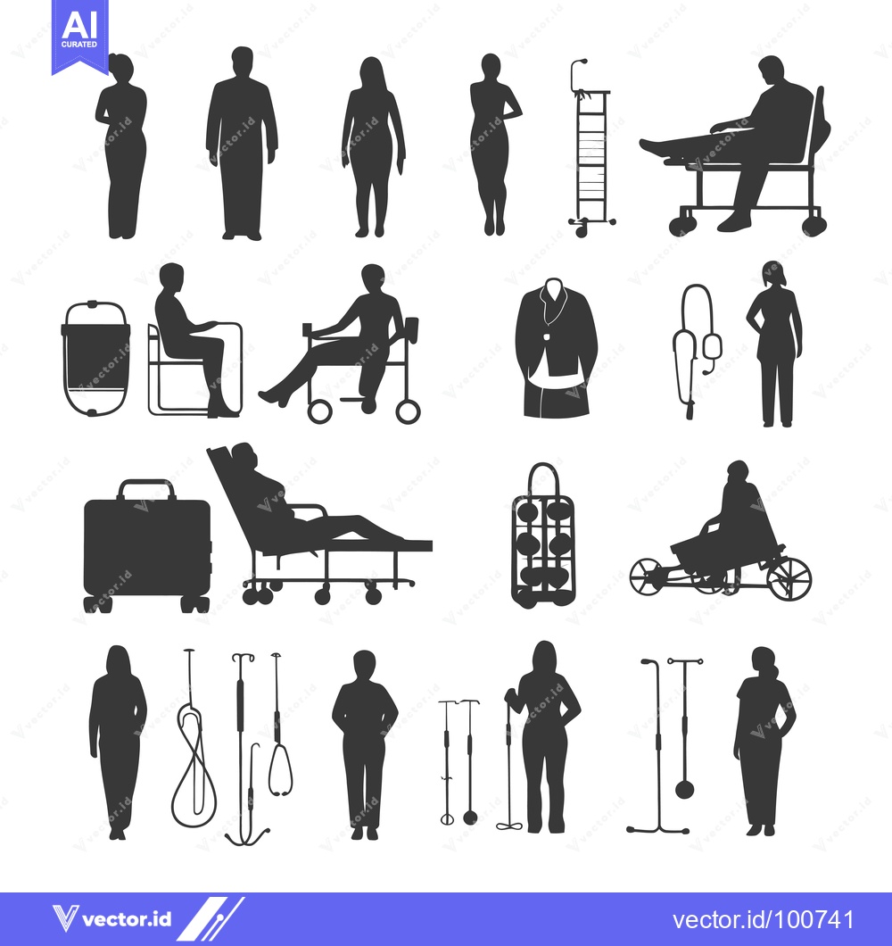 Premium Vector dari Silhouettes of People in Various Medical Situations