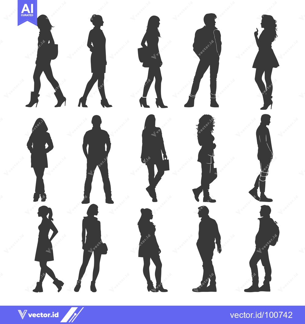 Premium Vector dari Silhouettes of People in Various Poses